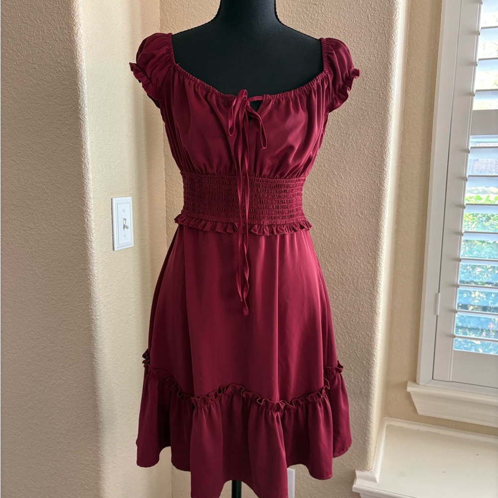 Burgundy Smocked Dress